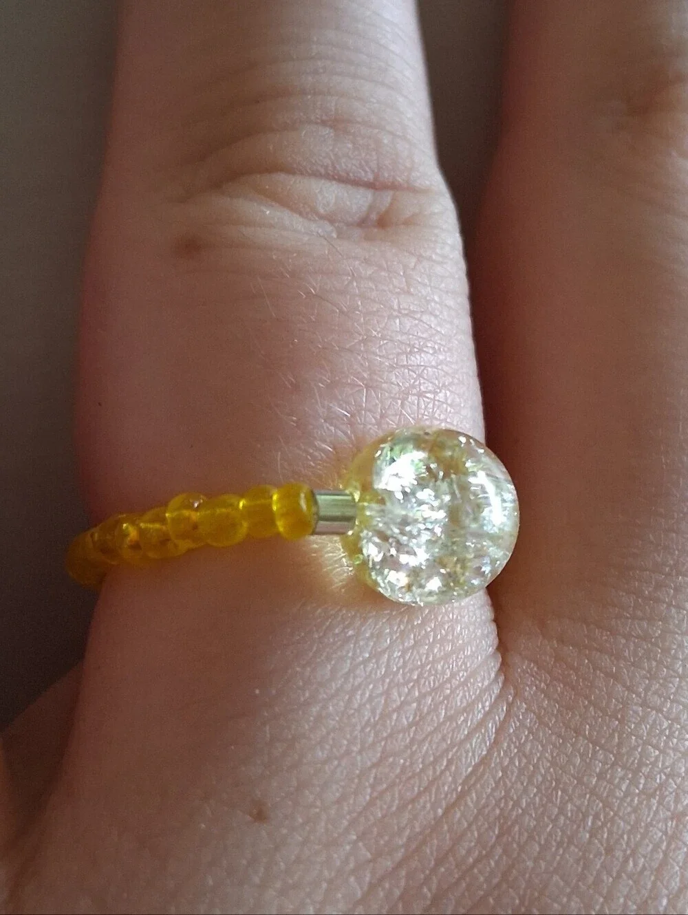 5/$25 Yellow Beaded Glass Accent Ring - Women's Jewelry 6,7,8